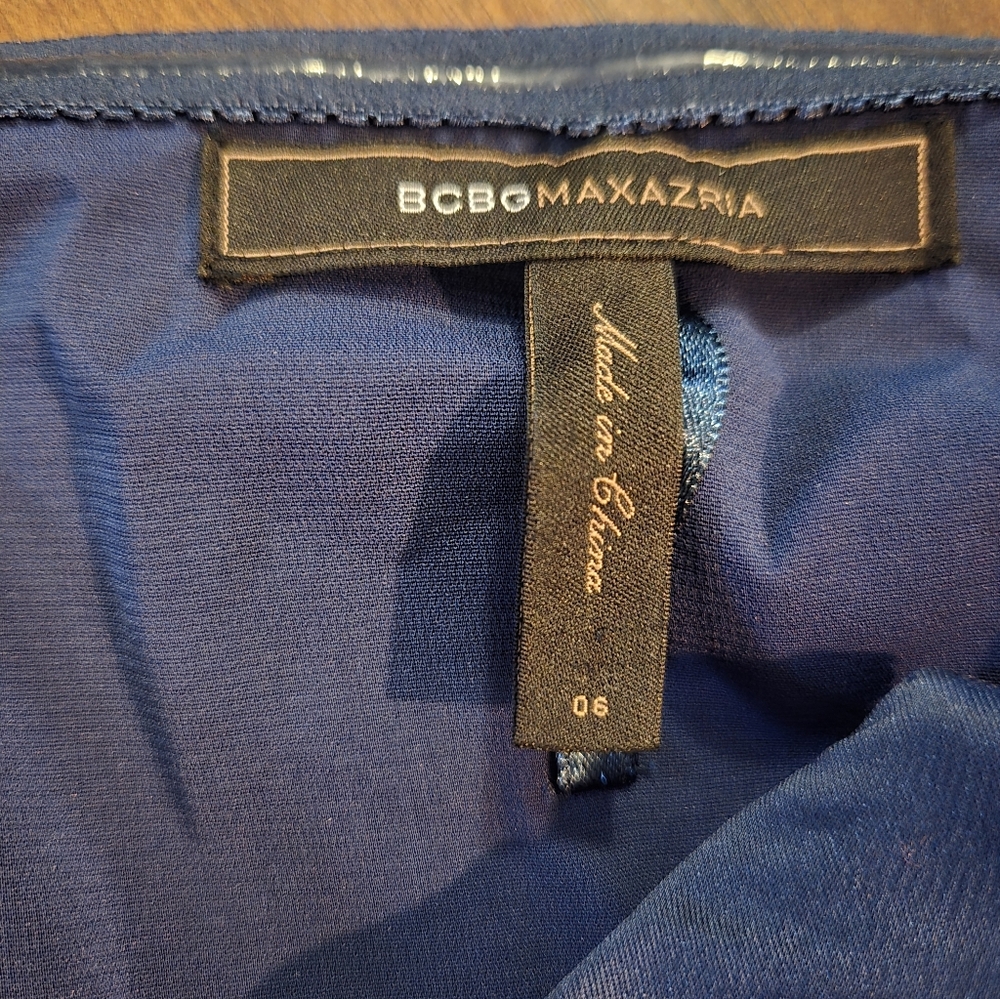 BCBGMax Azria Blue Satin Feel Twist  Cocktail Dress Size 6 - Picture 6 of 10